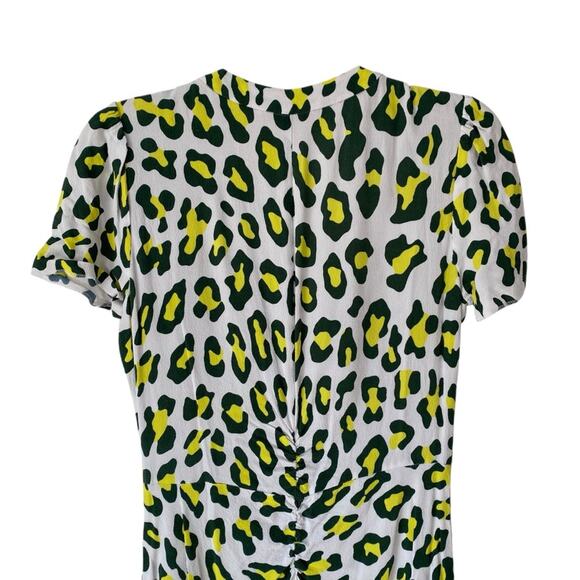 Diane Von Furstenberg Cecelia Summer Leopard Midi Dress size small White Green - Picture 8 of 11